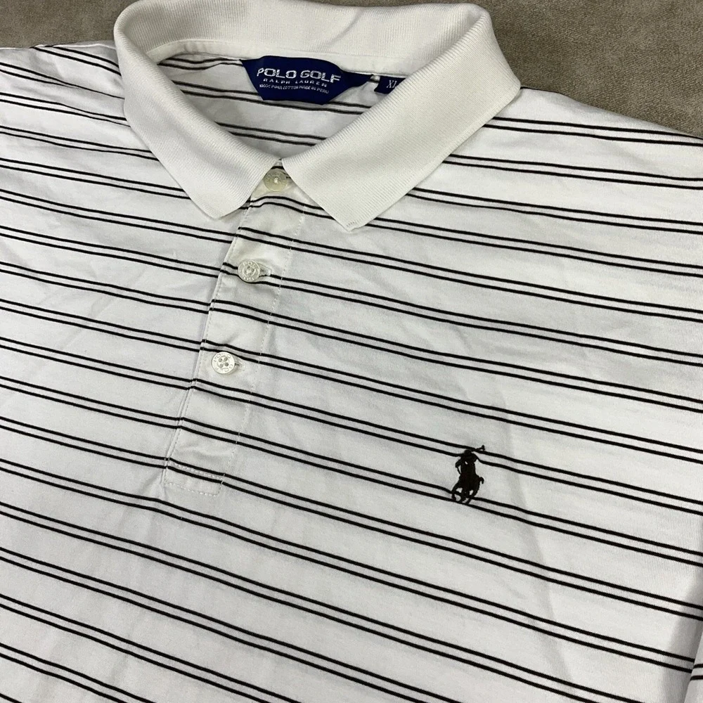 Vintage Polo Ralph Lauren Sport Shirt Striped 90s White Short Sleeve Men Sz‎ XL
